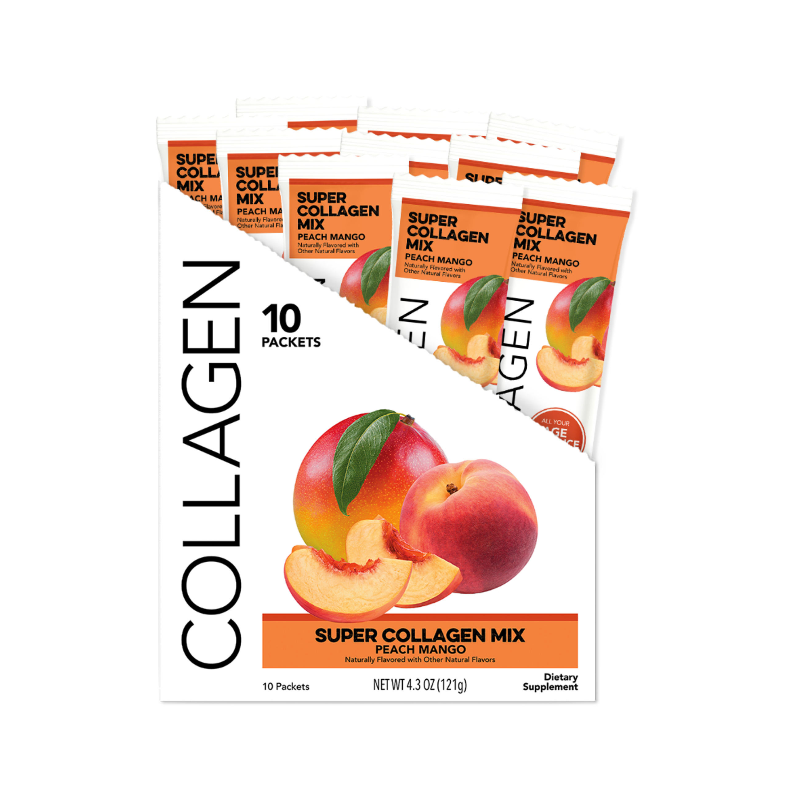 Clean Simple Eats Collagen: Peach Mango Super Collagen Mix (10 Single Serving Stick Packs)
