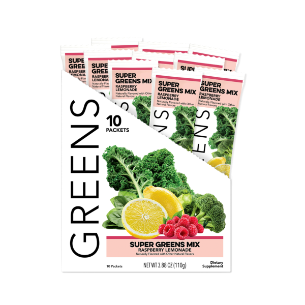 Clean Simple Eats Greens: Raspberry Lemonade Super Greens Mix (10 Single Serving Stick Packs)