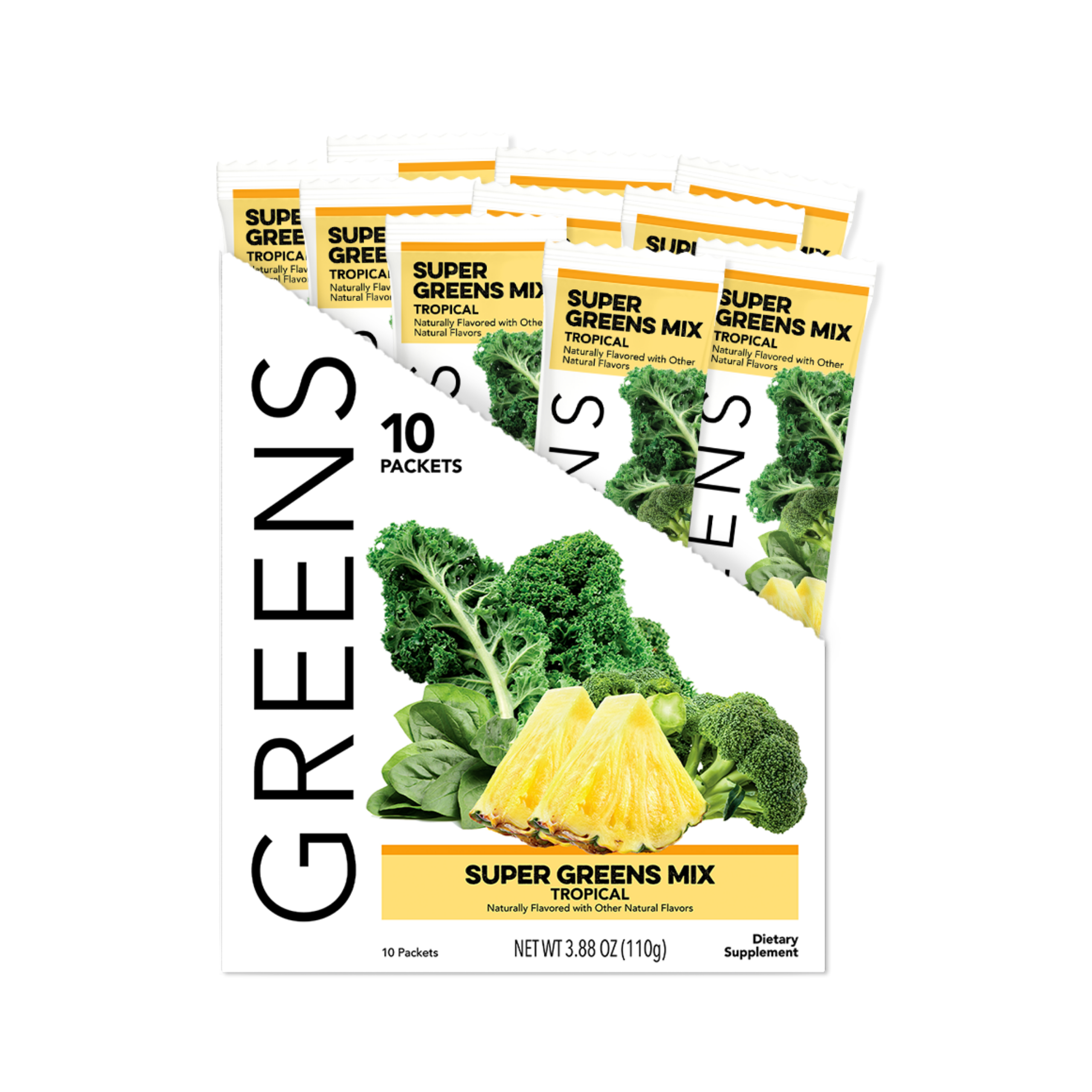 Clean Simple Eats Greens: Tropical Super Greens Mix (10 Single Serving Stick Packs)