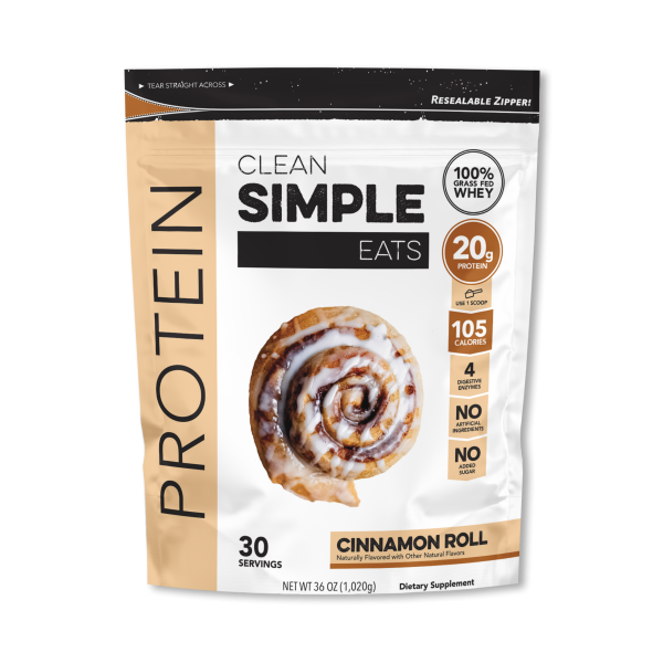 Clean Simple Eats Protein Powder: Cinnamon Roll (30 Serving Bag)