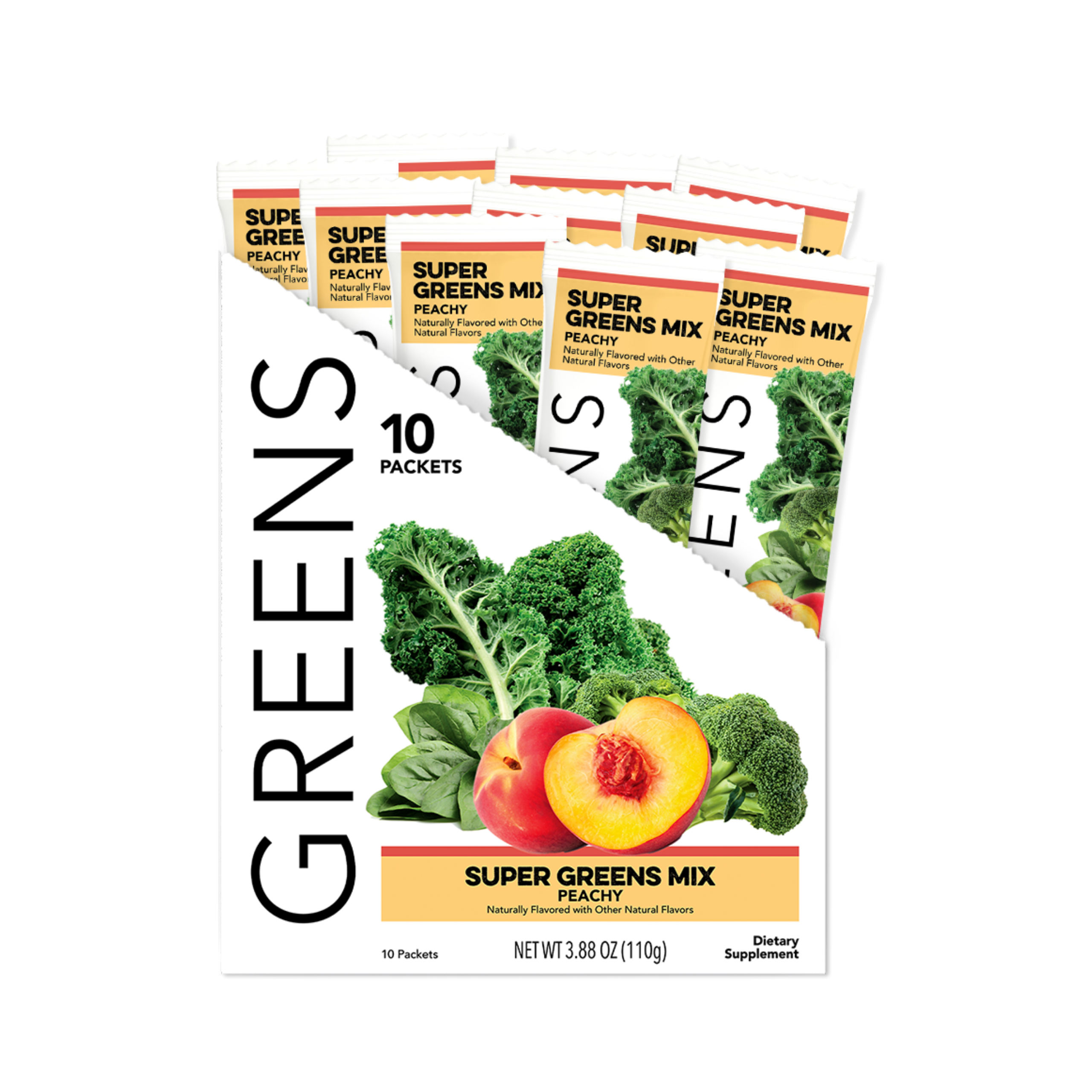 Clean Simple Eats Greens: Peachy Greens Mix (10 Single Serving Stick Packs)