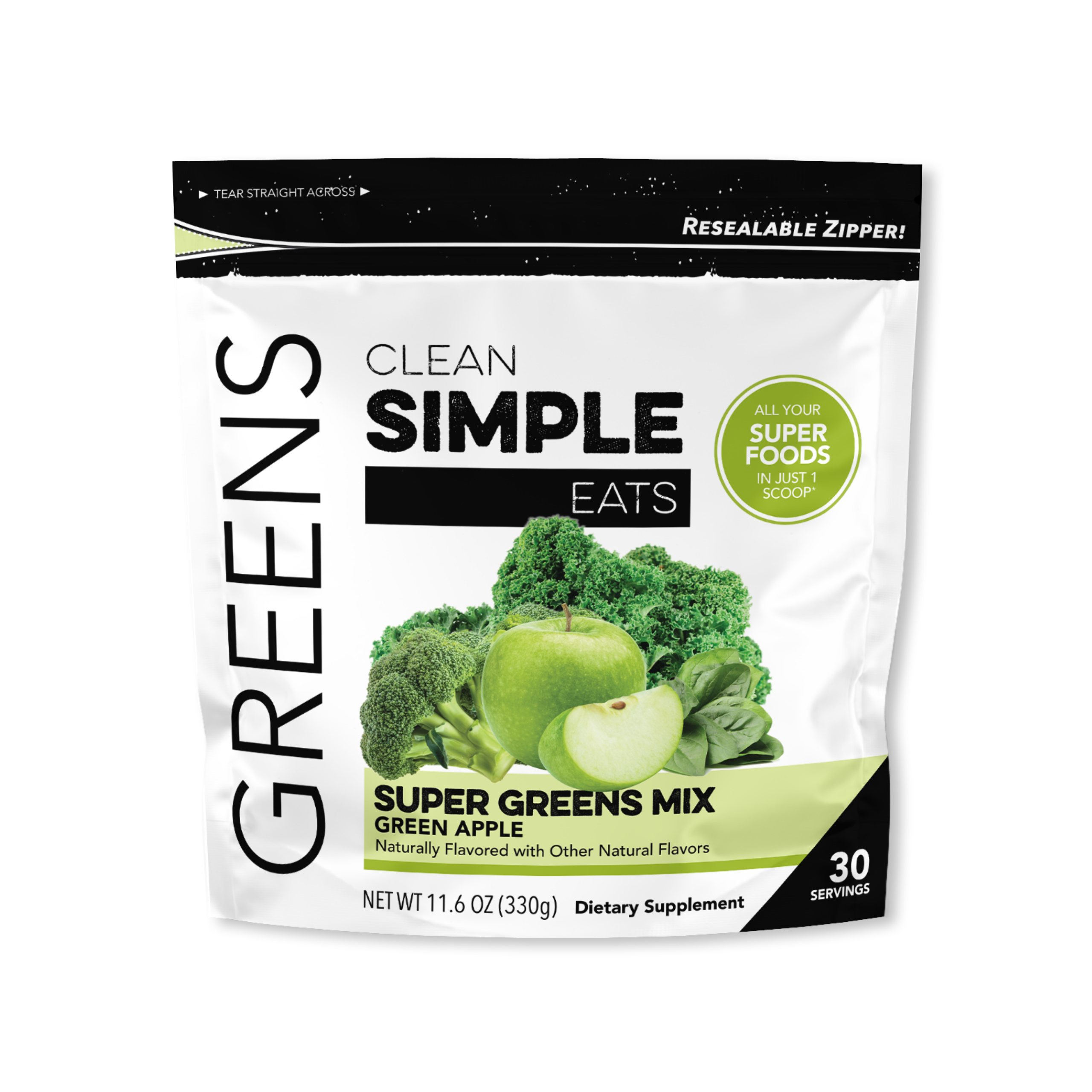 Clean Simple Eats Greens: Green Apple Super Greens Mix