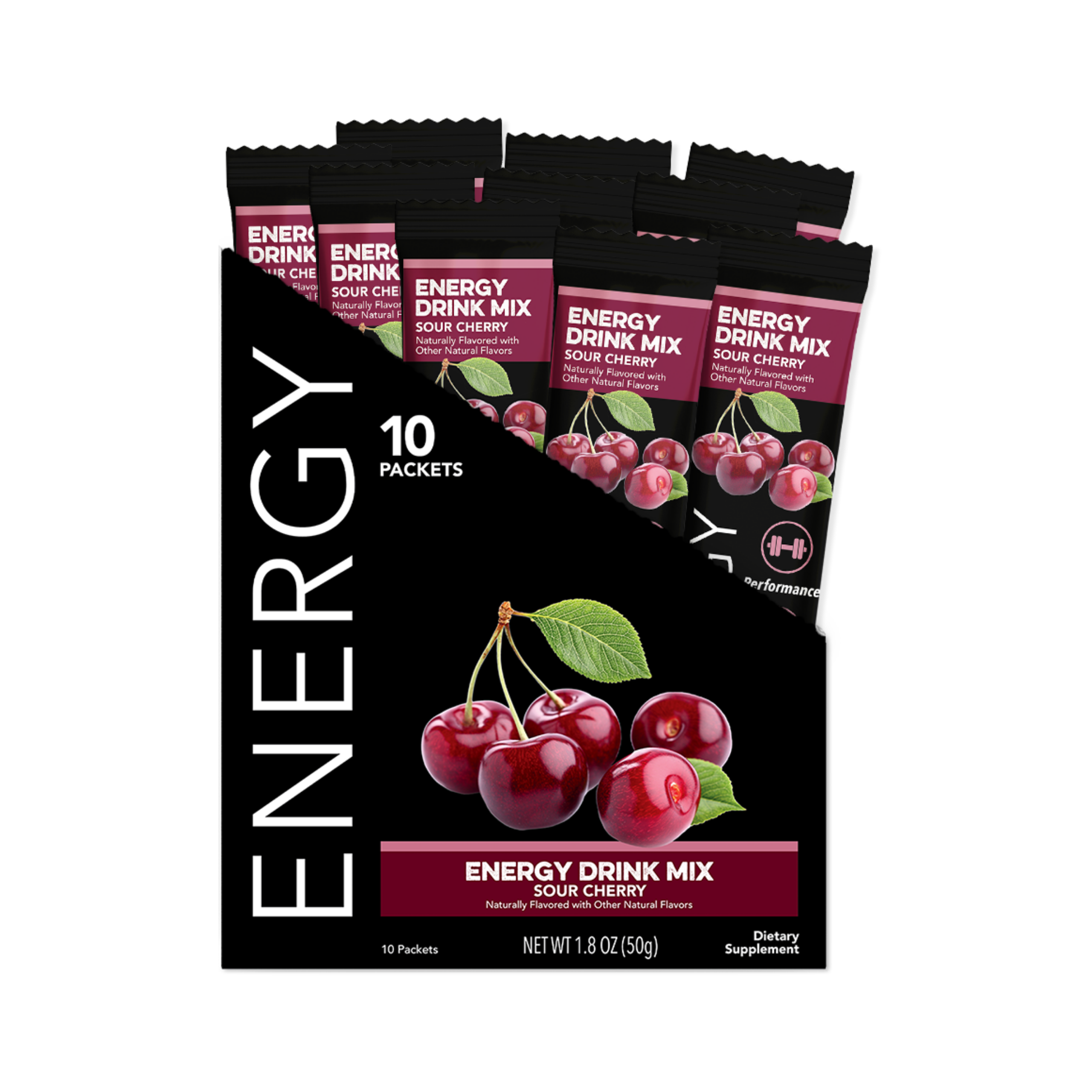 Clean Simple Eats Energy: Sour Cherry Energy Drink Mix (10 Single Serving Stick Packs)
