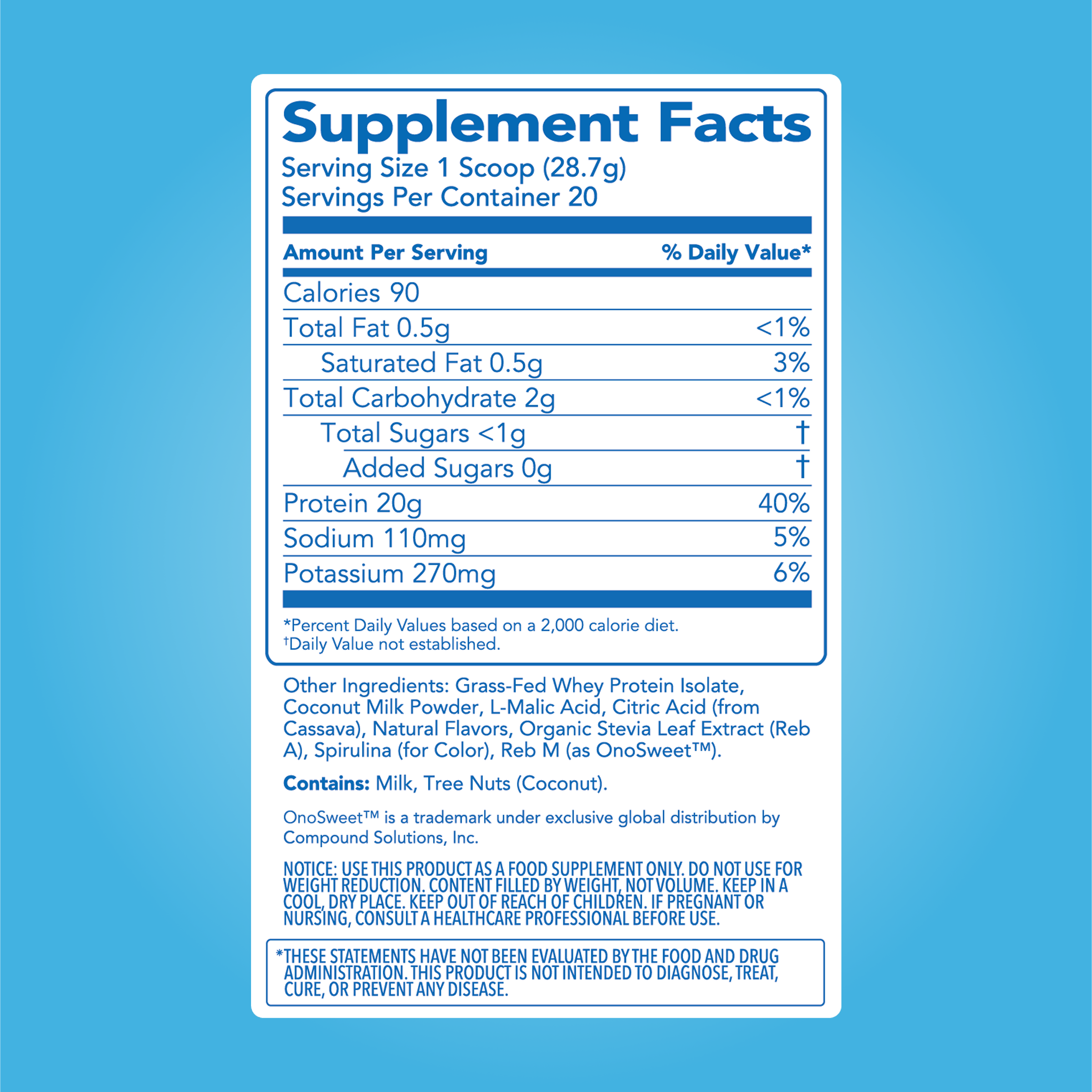Clean Simple Eats Clear Protein Powder: Blue Bahama (20 Serving) - Image 6