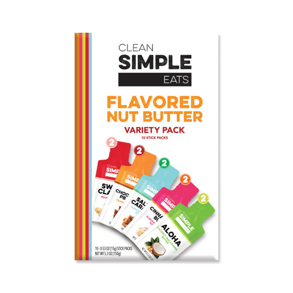 Clean Simple Eats Nut Butter: Butter Variety (10 Single Serving Stick Packs)