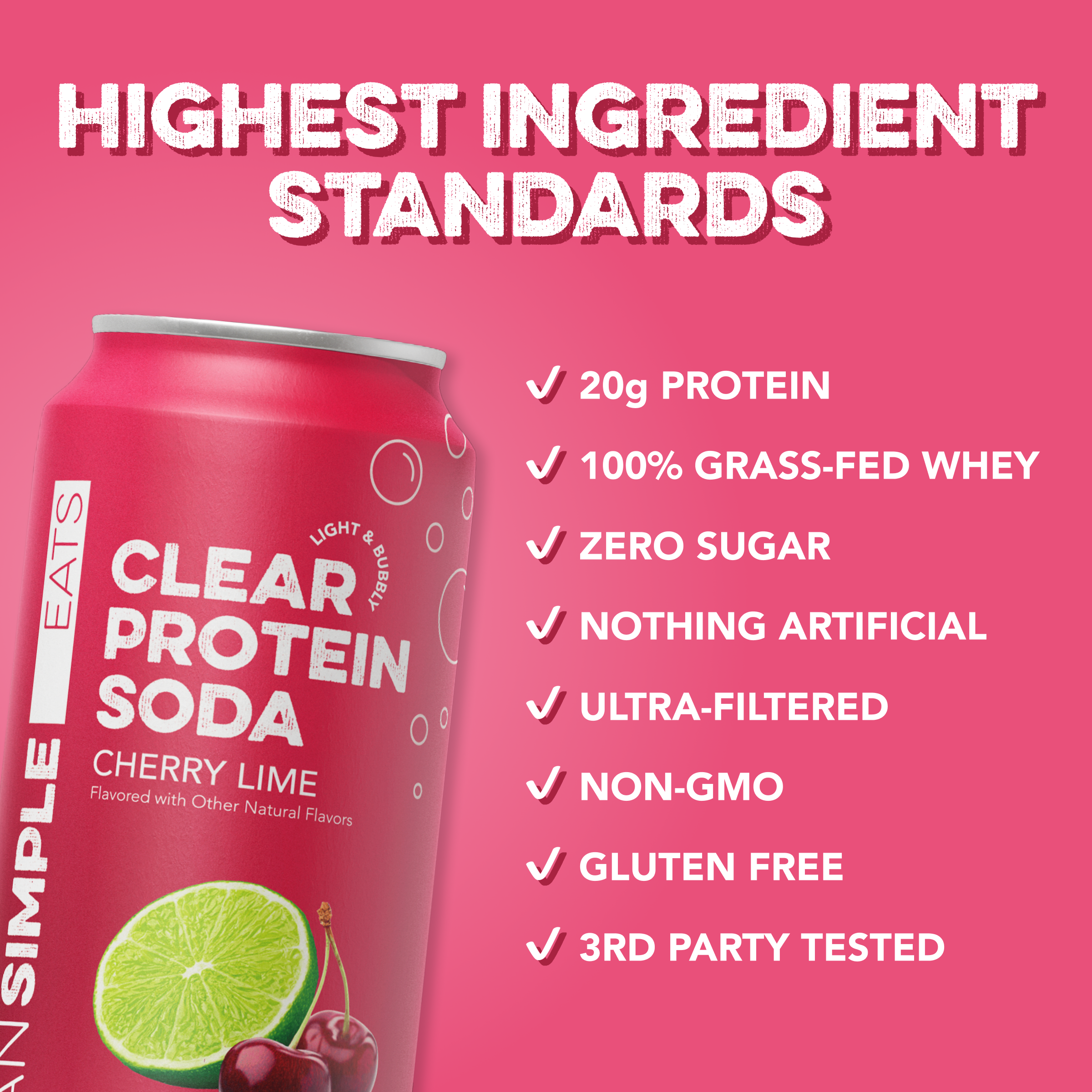 Clean Simple Eats Clear Protein Soda: Cherry Lime (12 Pack) - Image 3