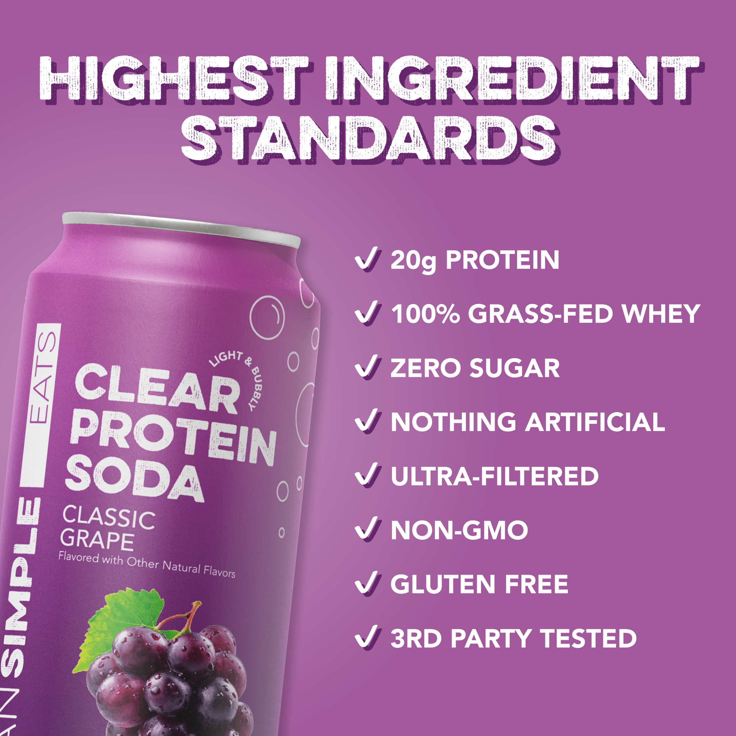 Clean Simple Eats Clear Protein Soda: Classic Grape (12 Pack) - Image 3