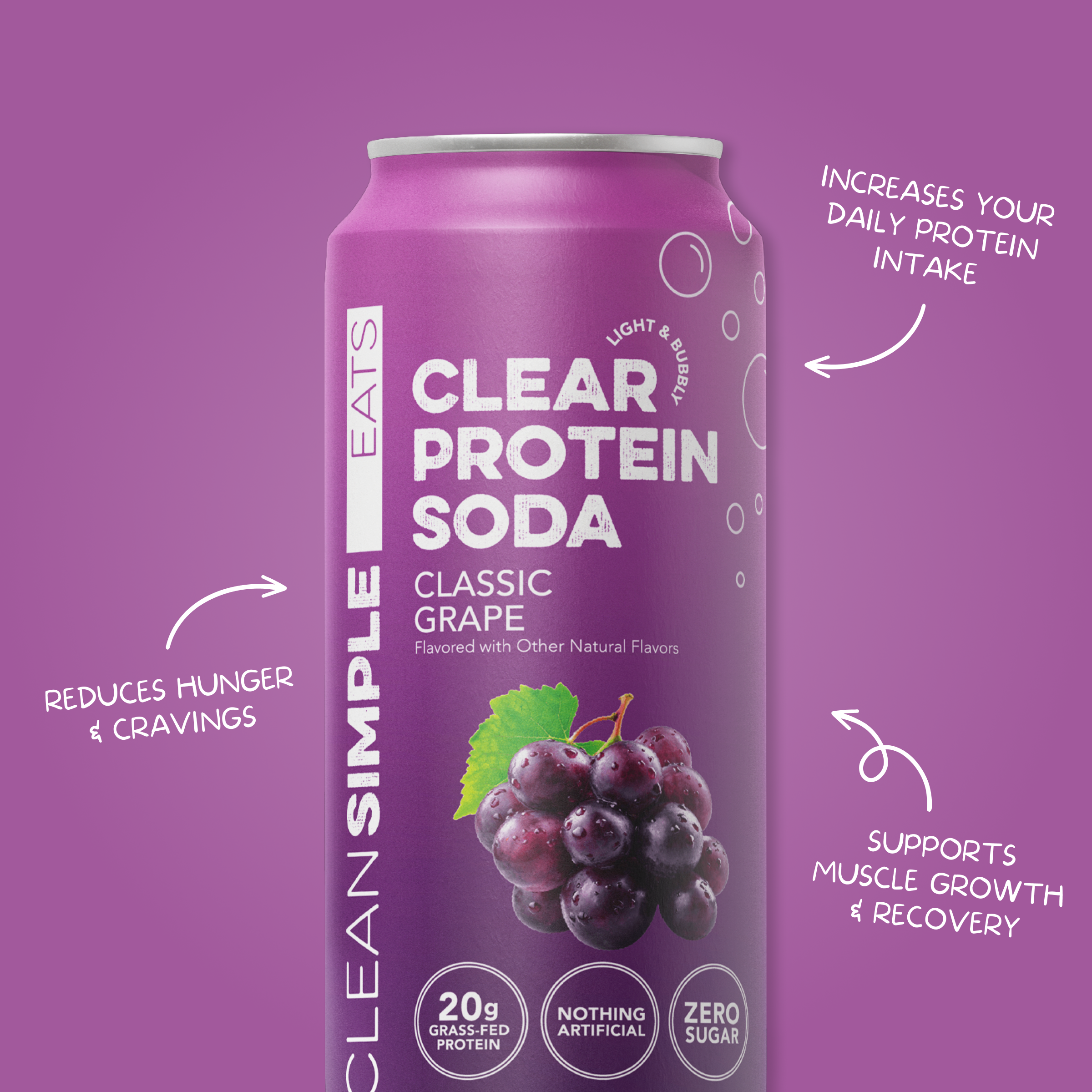 Clean Simple Eats Clear Protein Soda: Classic Grape (12 Pack) - Image 6