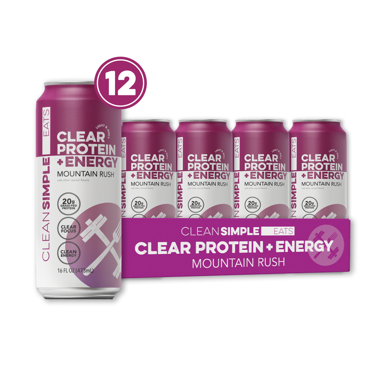 Clean Simple Eats Clear Protein + Energy: Mountain Rush (12 Pack)