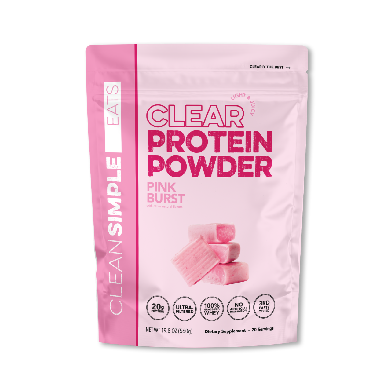 Clean Simple Eats Clear Protein Powder: Pink Burst (20 Serving)