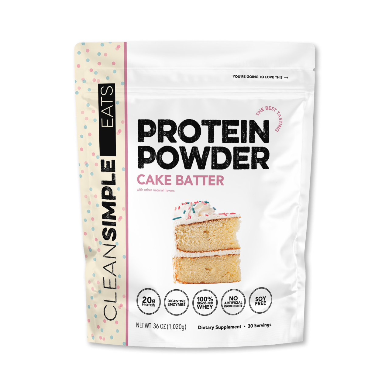 Clean Simple Eats Protein Powder: Cake Batter (30 Serving Bag)