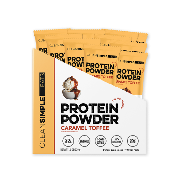 Clean Simple Eats Protein Powder: Caramel Toffee (10 Single Serving Stick Packs)