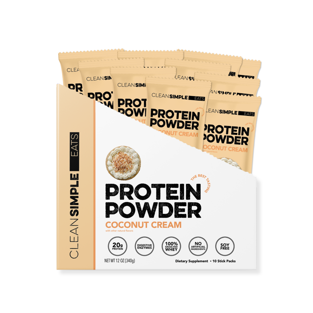 Clean Simple Eats Protein Powder: Coconut Cream (10 Single Serving Stick Packs)