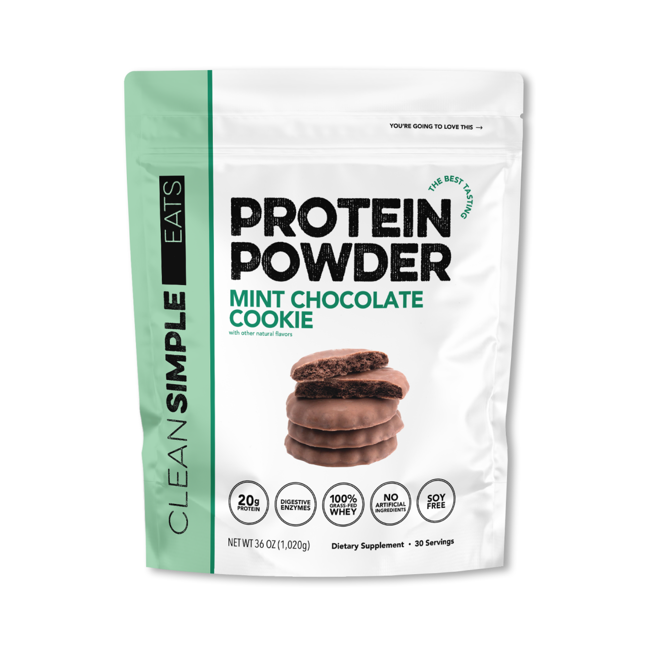 Clean Simple Eats Protein Powder: Mint Chocolate Cookie (30 Serving Bag)