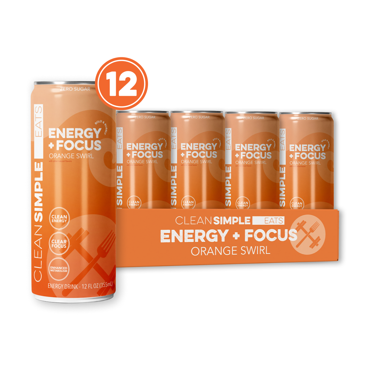 Clean Simple Eats Energy + Focus: Orange Swirl (12-pack)