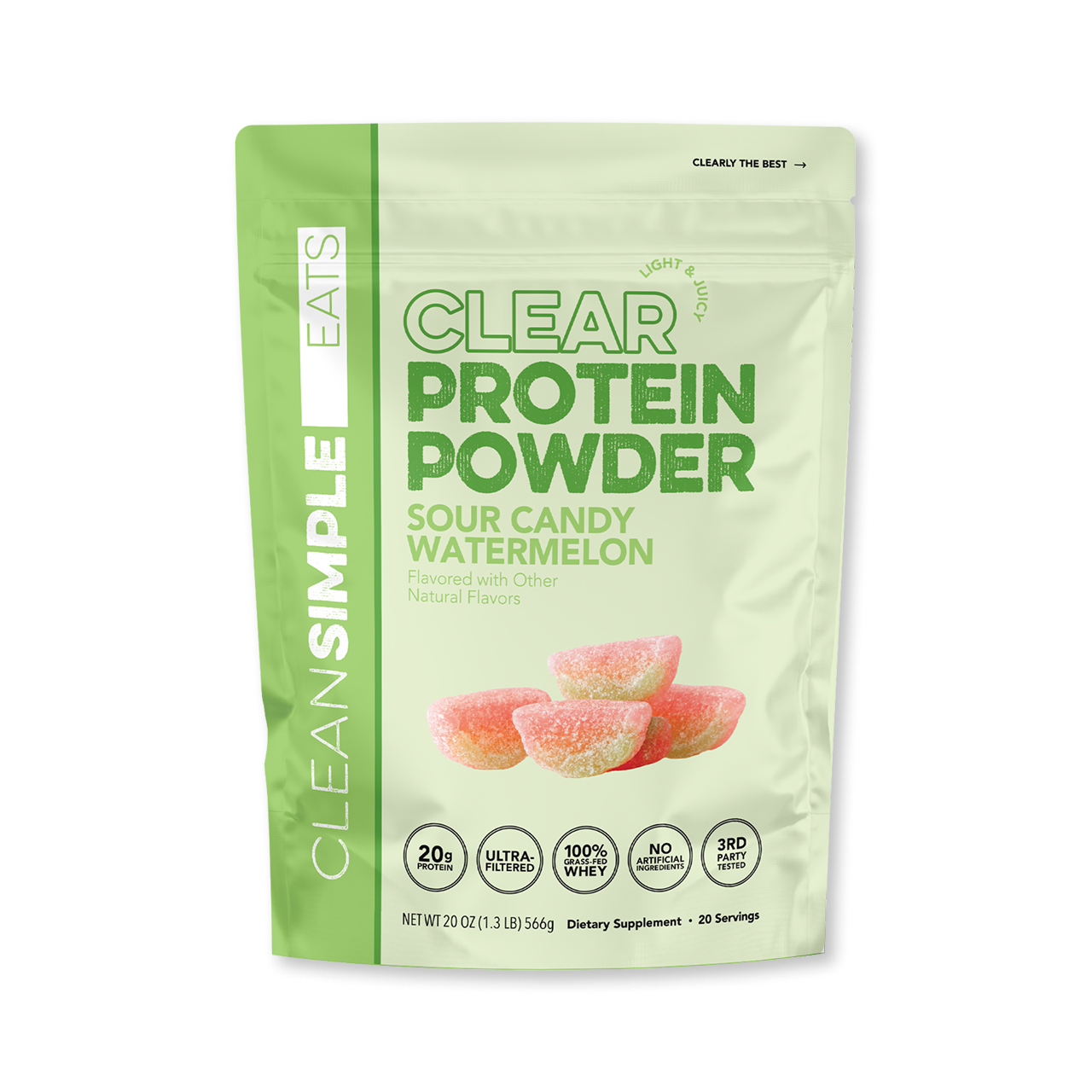 Clean Simple Eats Clear Protein Powder: Sour Candy Watermelon