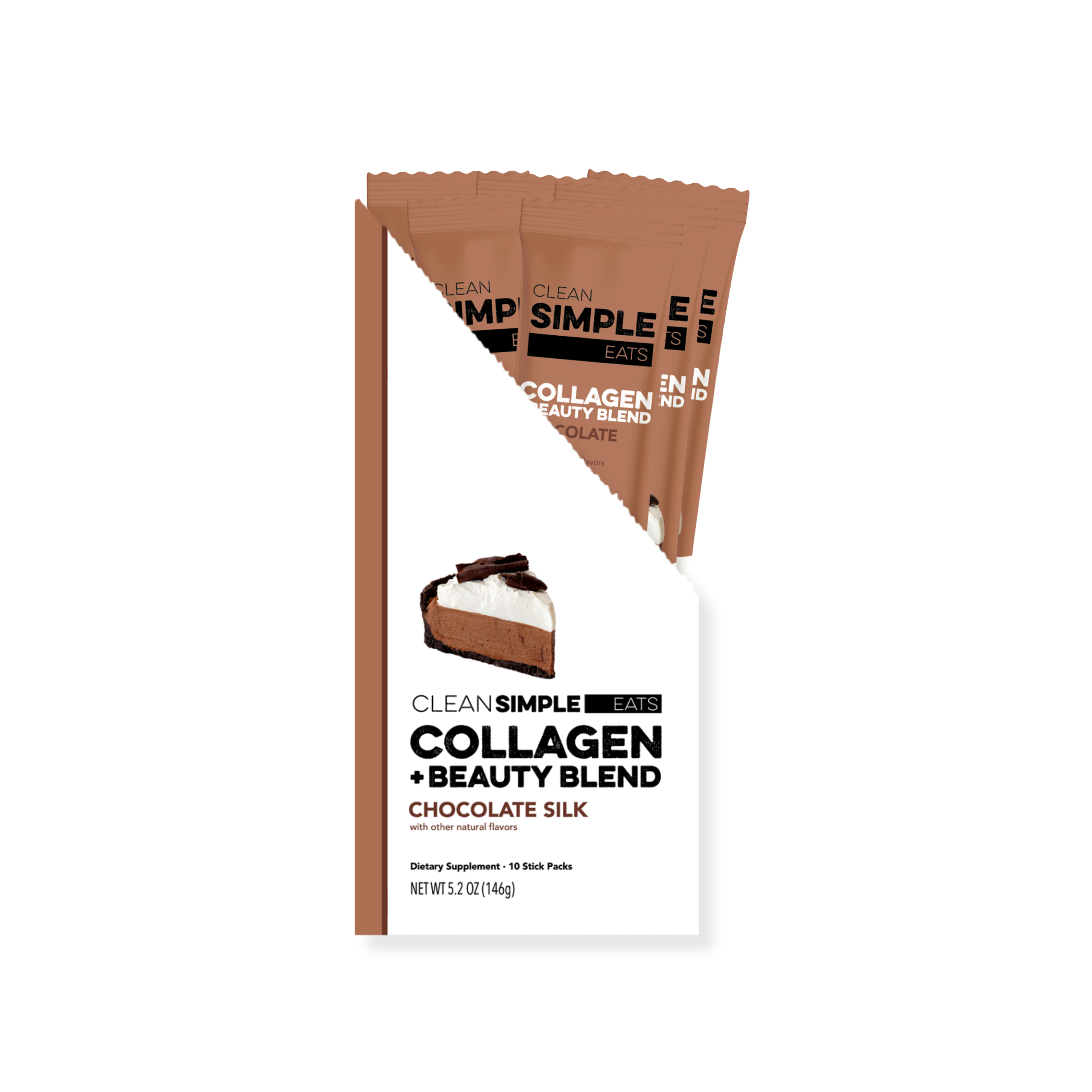 Clean Simple Eats Collagen + Beauty Blend: Chocolate Silk (10 Single Serving Stick Pack)