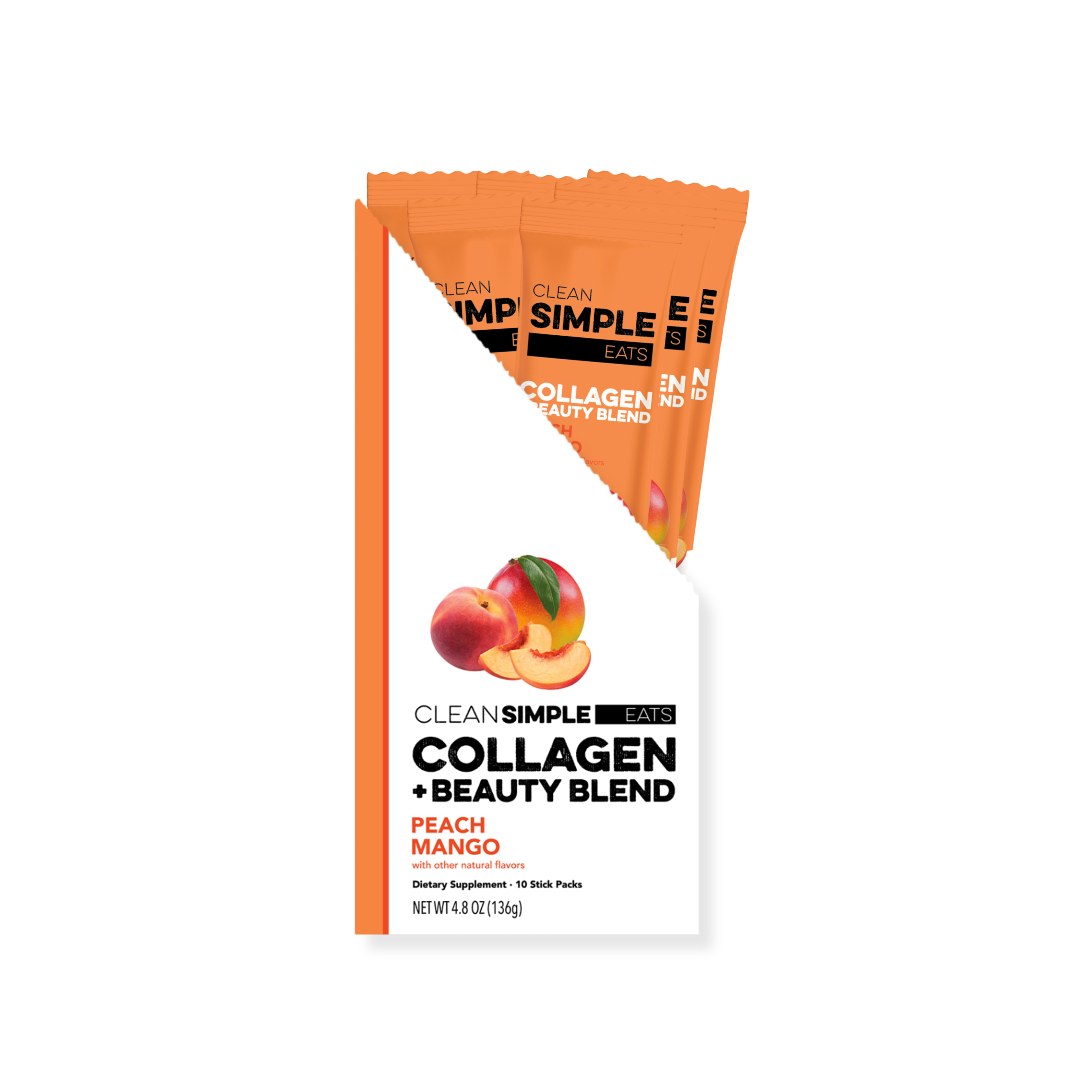 Clean Simple Eats Collagen + Beauty Blend: Peach Mango (10 Single Serving Stick Pack)