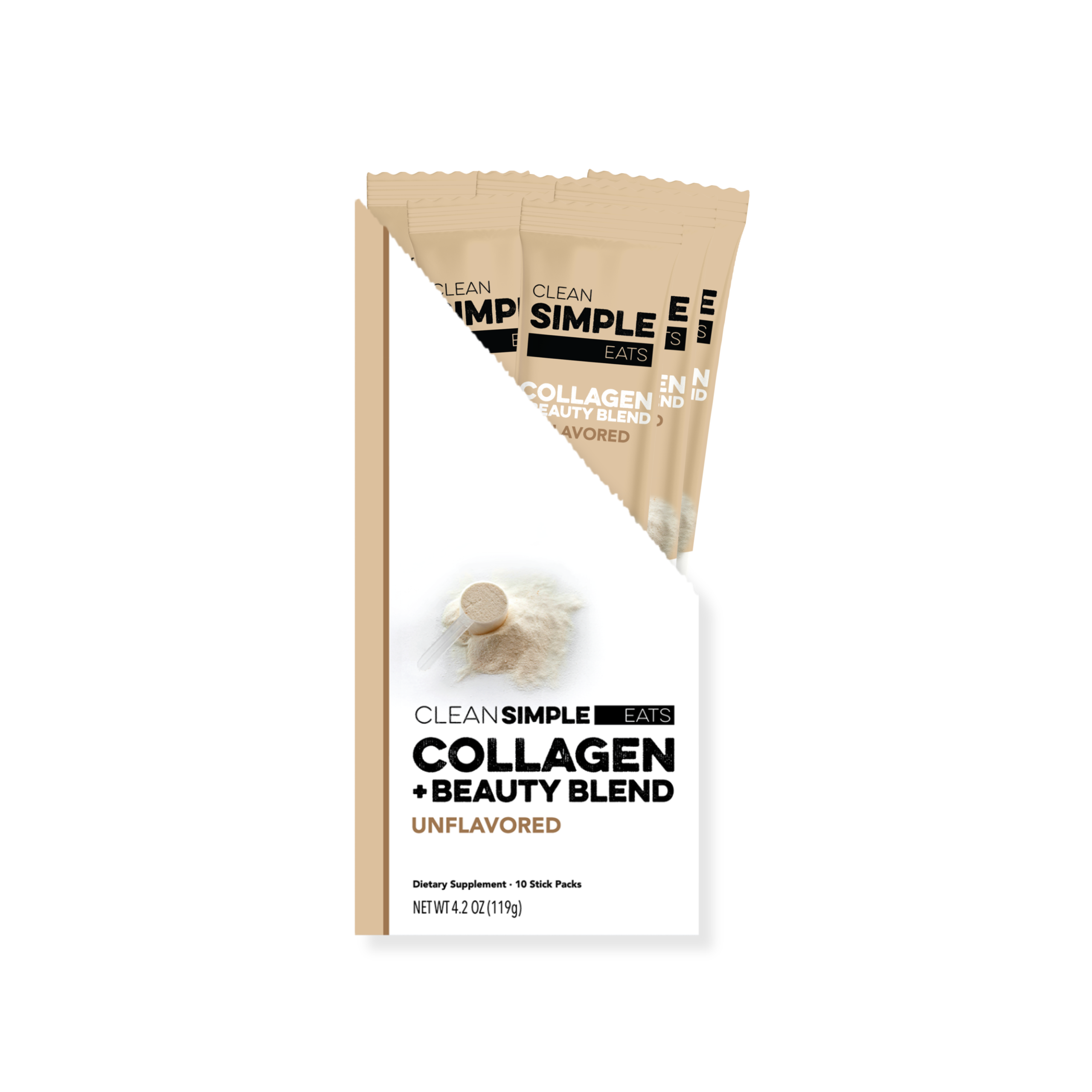 Clean Simple Eats Collagen + Beauty Blend: Unflavored (10 Single Serving Stick Pack)