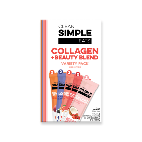 Clean Simple Eats Collagen + Beauty Blend: Variety Pack (10 Single Serving Stick Pack)