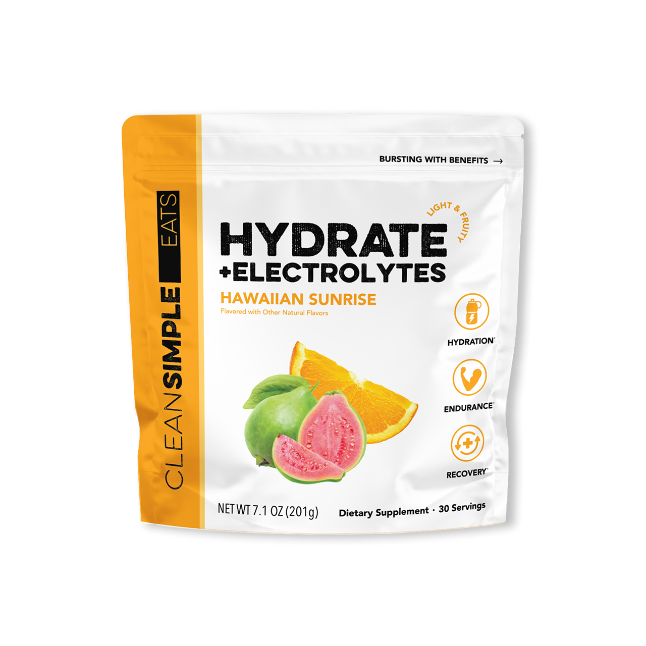 Clean Simple Eats Hydrate + Electrolytes: Hawaiian Sunrise (30 Serving Bag)