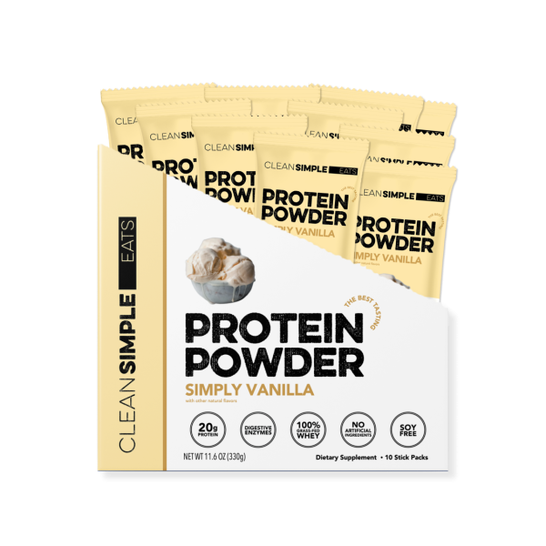 Clean Simple Eats Protein Powder: Simply Vanilla (10 Single Serving Stick Packs)