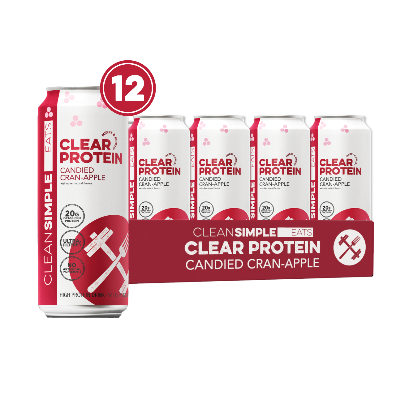 Clean Simple Eats Clear Protein: Candied-Cran Apple (12 Pack)