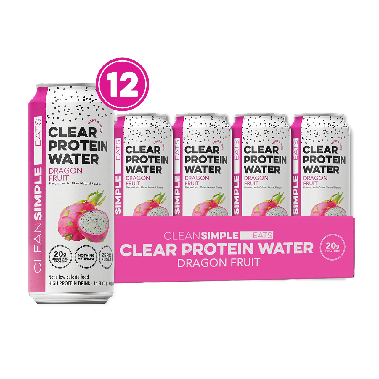 Clean Simple Eats Clear Protein Water: Dragon Fruit (12 Pack)