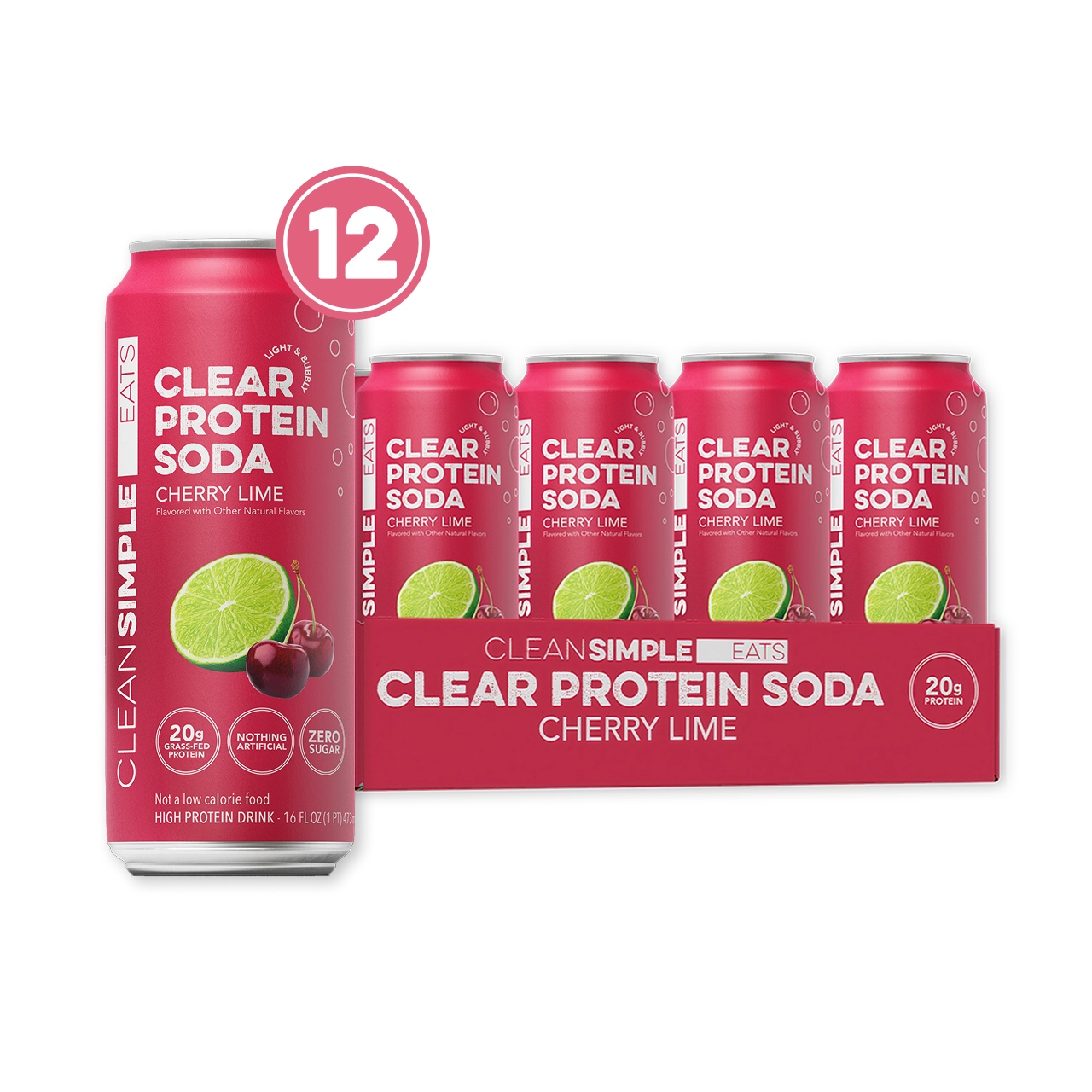 Clean Simple Eats Clear Protein Soda: Cherry Lime (12 Pack)