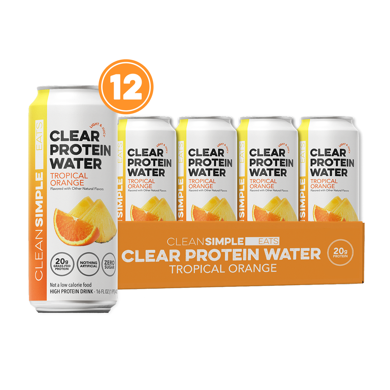 Clean Simple Eats Clear Protein Water: Tropical Orange (12 Pack)