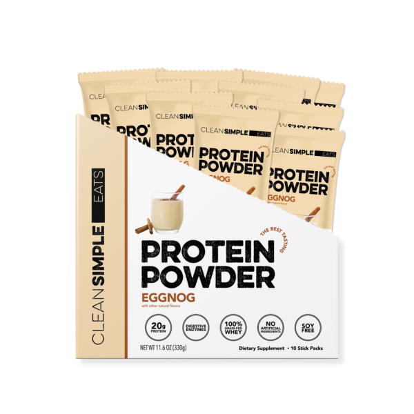 Clean Simple Eats Protein Powder: Eggnog (10 Single Serving Stick Packs)