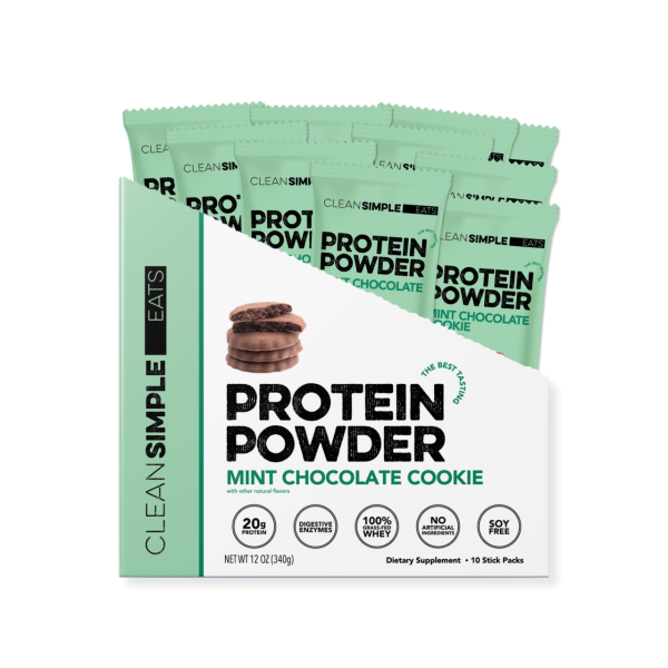 Clean Simple Eats Protein Powder: Mint Chocolate Cookie (10 Single Serving Stick Packs)