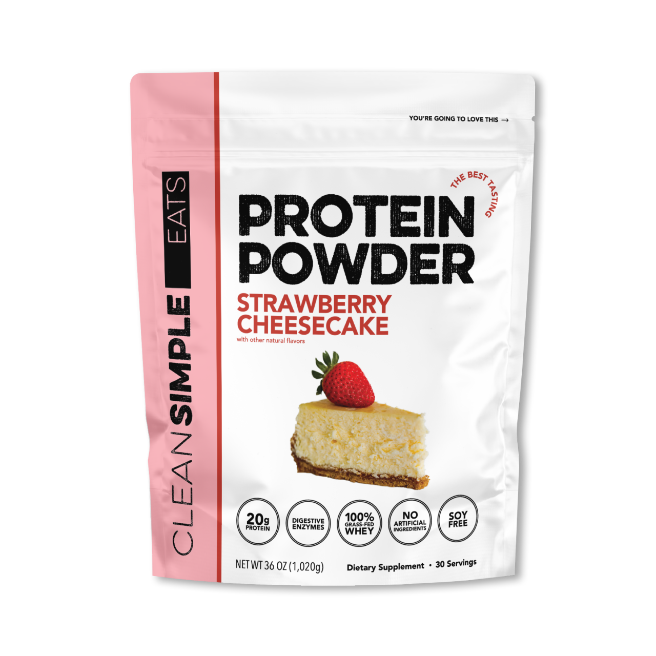 Clean Simple Eats Protein Powder: Strawberry Cheesecake (30 Serving Bag)