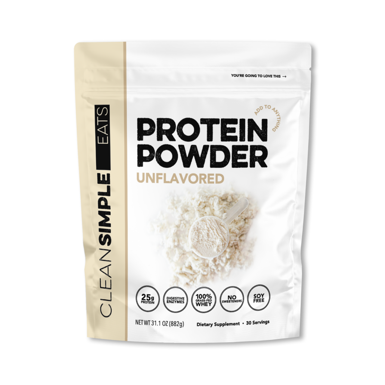Clean Simple Eats Protein Powder: Unflavored (30 Serving Bag)