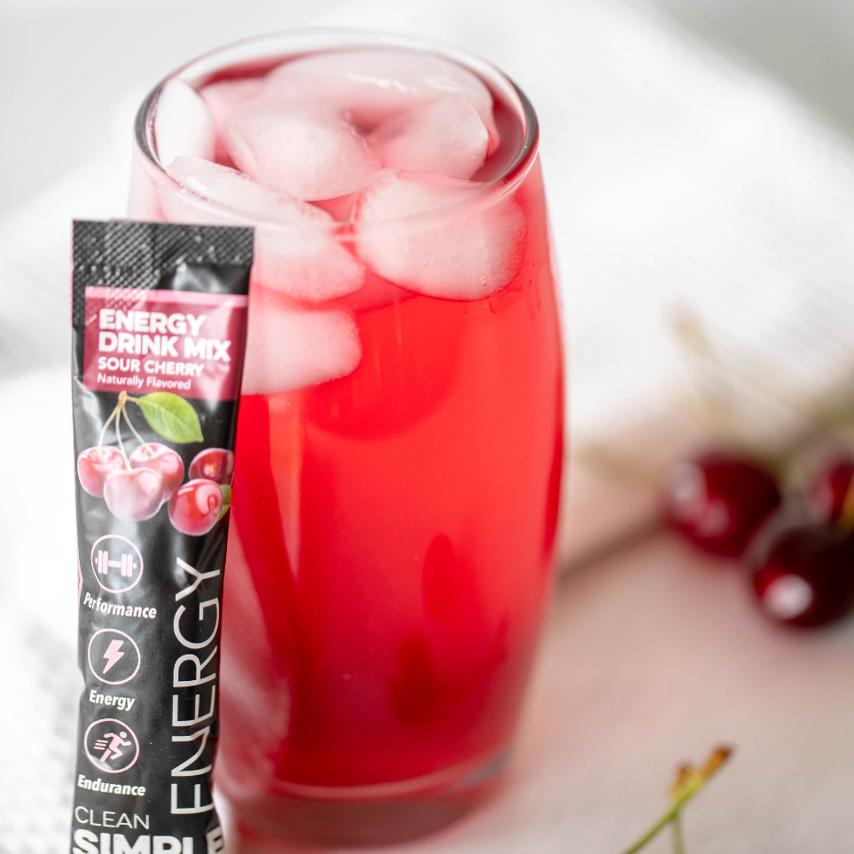 Clean Simple Eats Energy: Sour Cherry Energy Drink Mix (10 Single Serving Stick Packs) - Image 2